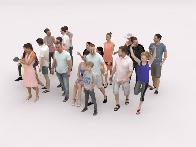 20x LOW POLY CASUAL VOL02 PEOPLE SUMMER CROWD SITTING CHARACTERS Low-poly 3D model_3