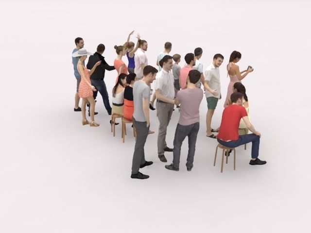 20x LOW POLY CASUAL VOL02 PEOPLE SUMMER CROWD SITTING CHARACTERS Low-poly 3D model_11