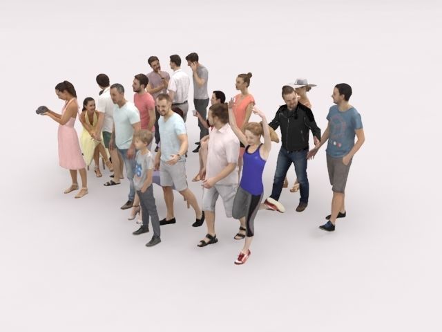 20x LOW POLY CASUAL VOL02 PEOPLE SUMMER CROWD SITTING CHARACTERS Low-poly 3D model_4