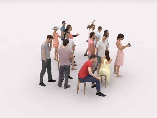 20x LOW POLY CASUAL VOL02 PEOPLE SUMMER CROWD SITTING CHARACTERS Low-poly 3D model_13