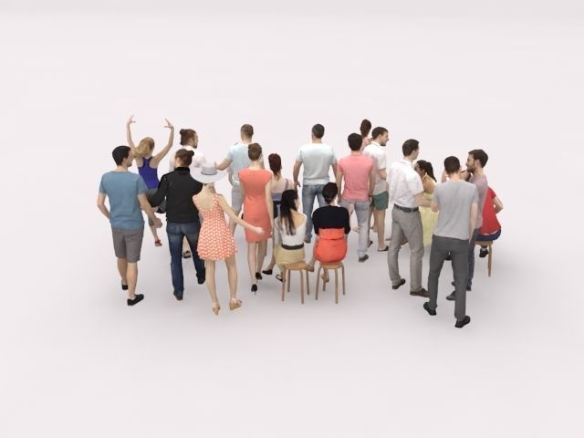 20x LOW POLY CASUAL VOL02 PEOPLE SUMMER CROWD SITTING CHARACTERS Low-poly 3D model_9