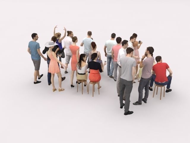 20x LOW POLY CASUAL VOL02 PEOPLE SUMMER CROWD SITTING CHARACTERS Low-poly 3D model_10