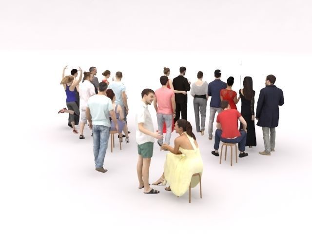 20x LOW POLY CASUAL SUMMER ELEGANT PEOPLE CROWD  Low-poly 3D model_10