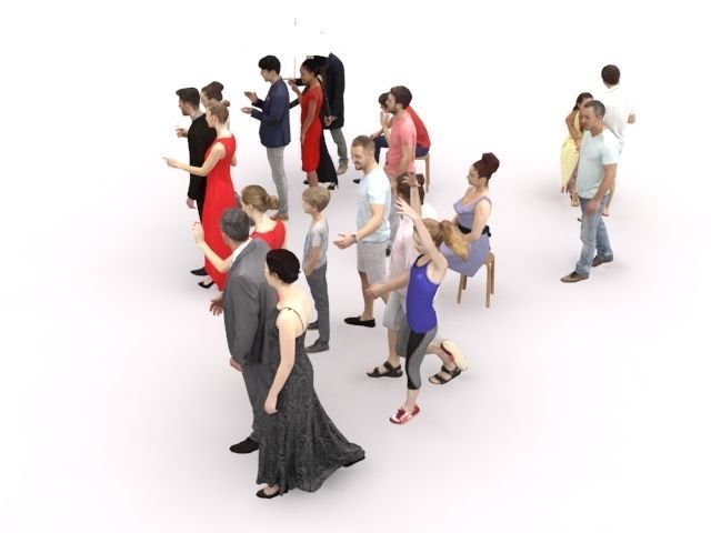 20x LOW POLY CASUAL SUMMER ELEGANT PEOPLE CROWD  Low-poly 3D model_5