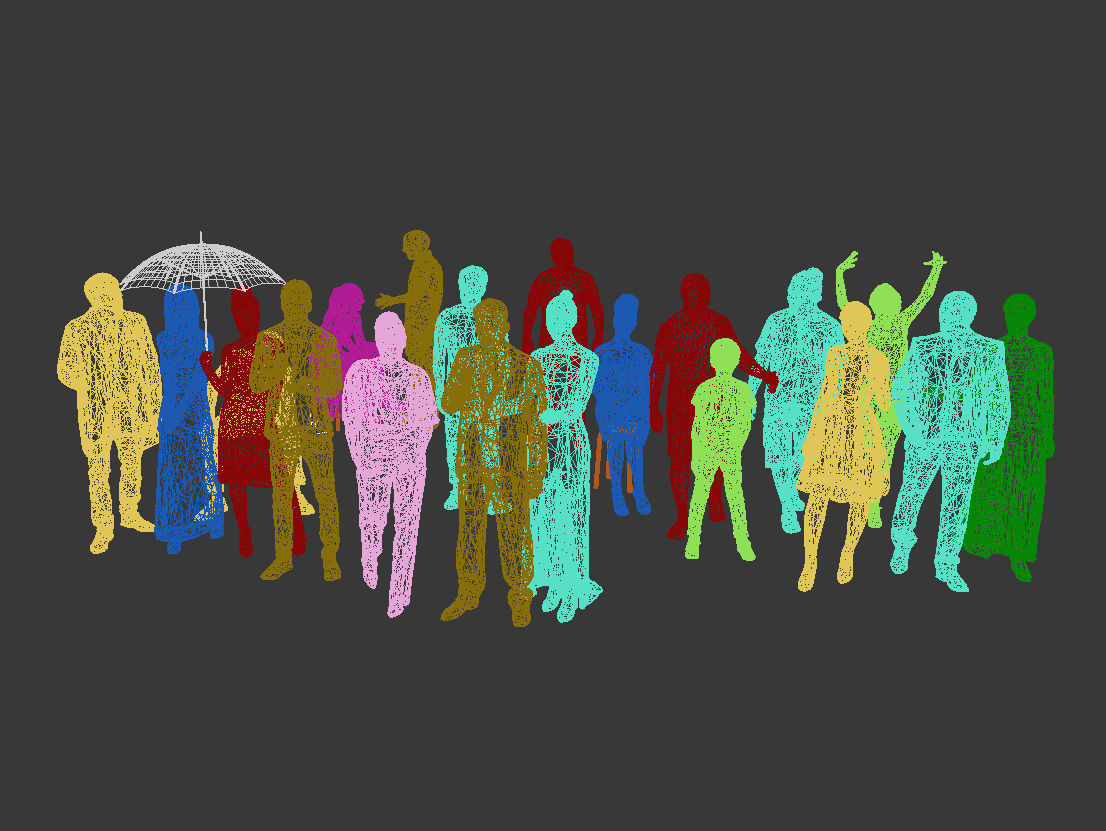 20x LOW POLY CASUAL SUMMER ELEGANT PEOPLE CROWD  Low-poly 3D model_14