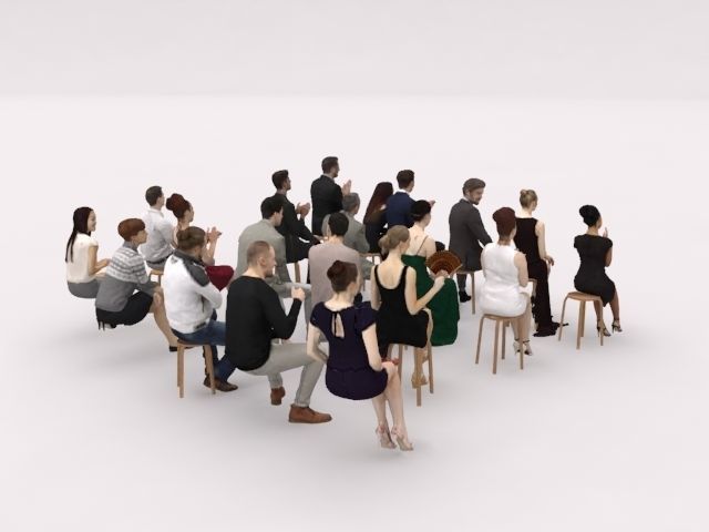 20x LOW POLY CASUAL ELEGANT SITTING WOMAN MAN PEOPLE CROWD  3D model_11