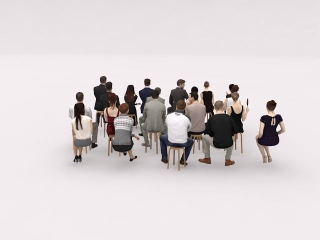 20x LOW POLY CASUAL ELEGANT SITTING WOMAN MAN PEOPLE CROWD  3D model_9