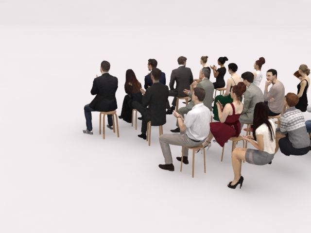 20x LOW POLY CASUAL ELEGANT SITTING WOMAN MAN PEOPLE CROWD  3D model_7