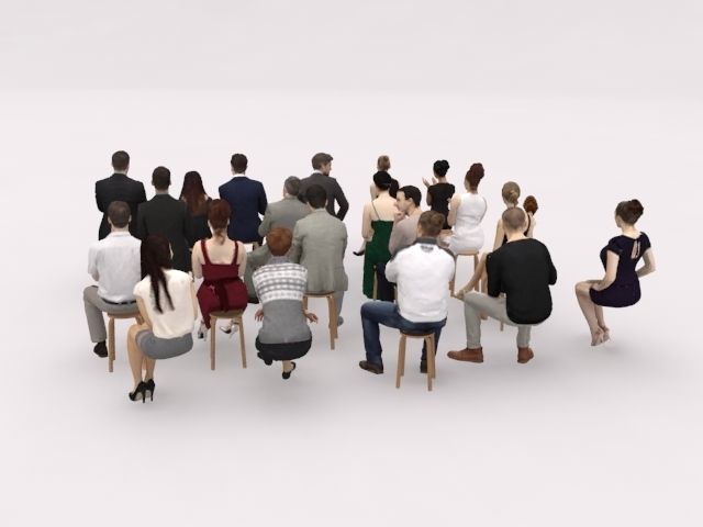20x LOW POLY CASUAL ELEGANT SITTING WOMAN MAN PEOPLE CROWD  3D model_8