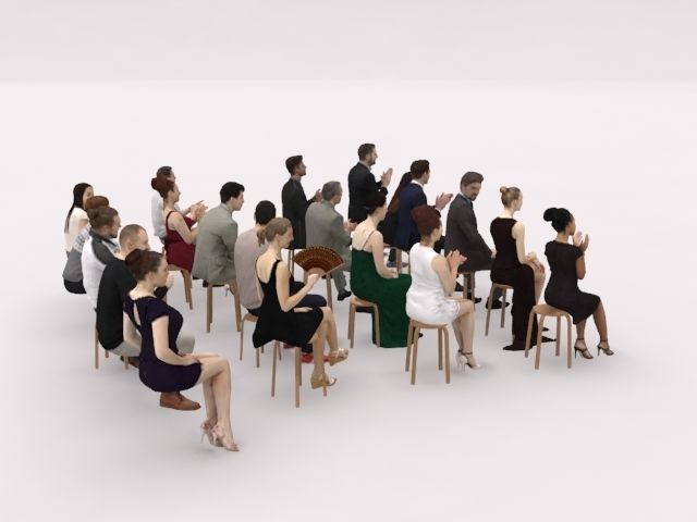 20x LOW POLY CASUAL ELEGANT SITTING WOMAN MAN PEOPLE CROWD  3D model_12