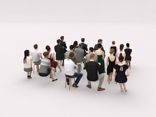 20x LOW POLY CASUAL ELEGANT SITTING WOMAN MAN PEOPLE CROWD  3D model_10