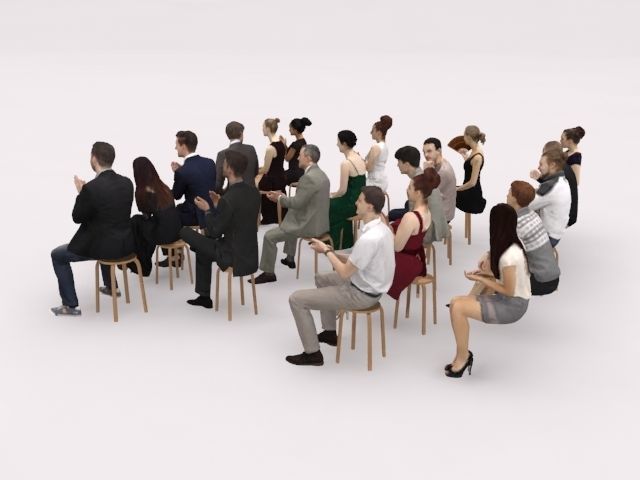 20x LOW POLY CASUAL ELEGANT SITTING WOMAN MAN PEOPLE CROWD  3D model_6
