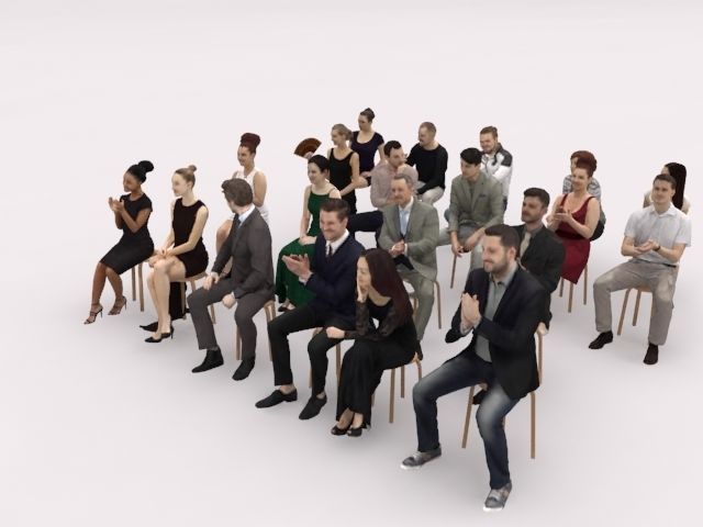 20x LOW POLY CASUAL ELEGANT SITTING WOMAN MAN PEOPLE CROWD  3D model_3