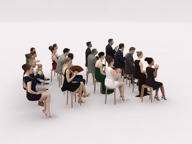 20x LOW POLY CASUAL ELEGANT SITTING WOMAN MAN PEOPLE CROWD  3D model_13