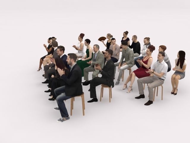 20x LOW POLY CASUAL ELEGANT SITTING WOMAN MAN PEOPLE CROWD  3D model_4
