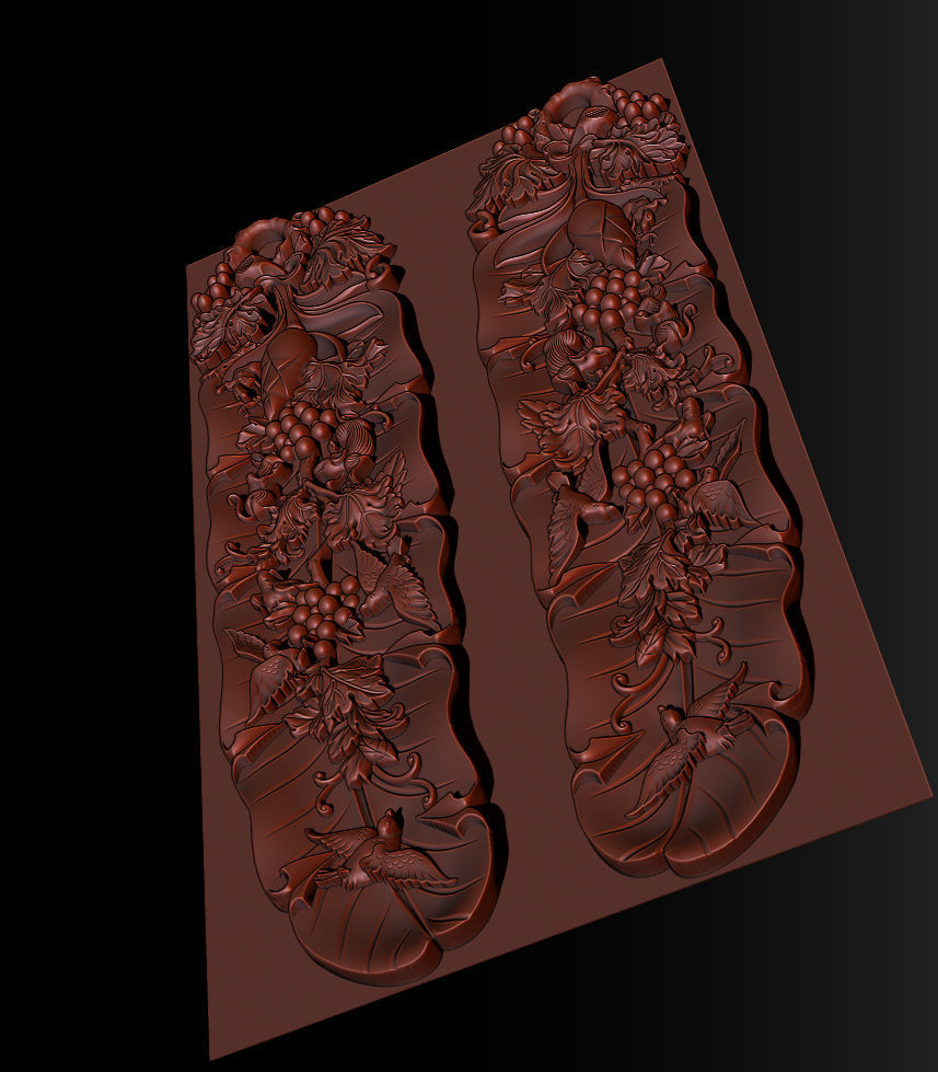 Mural  Banana Leaf wood carving file stl OBJ and ZTL  3D print model_10