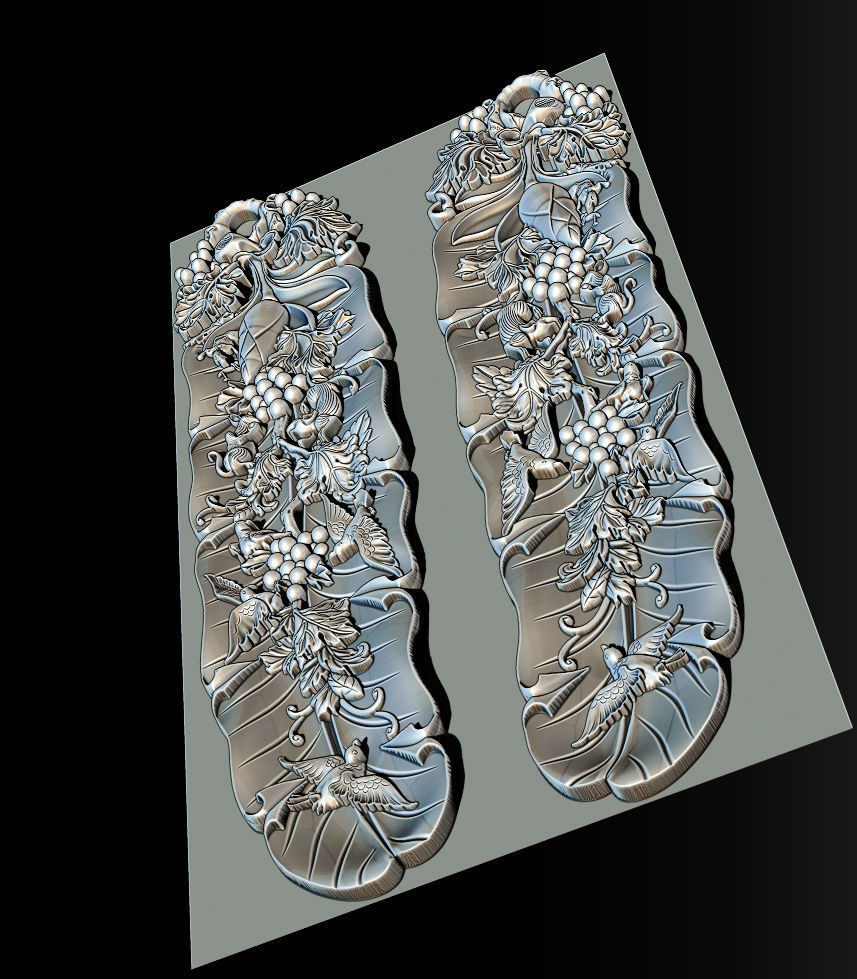 Mural  Banana Leaf wood carving file stl OBJ and ZTL  3D print model_8