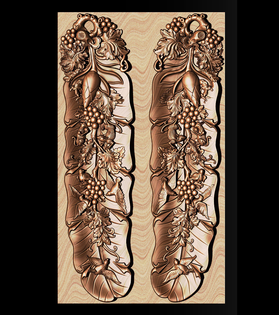 Mural  Banana Leaf wood carving file stl OBJ and ZTL  3D print model_12