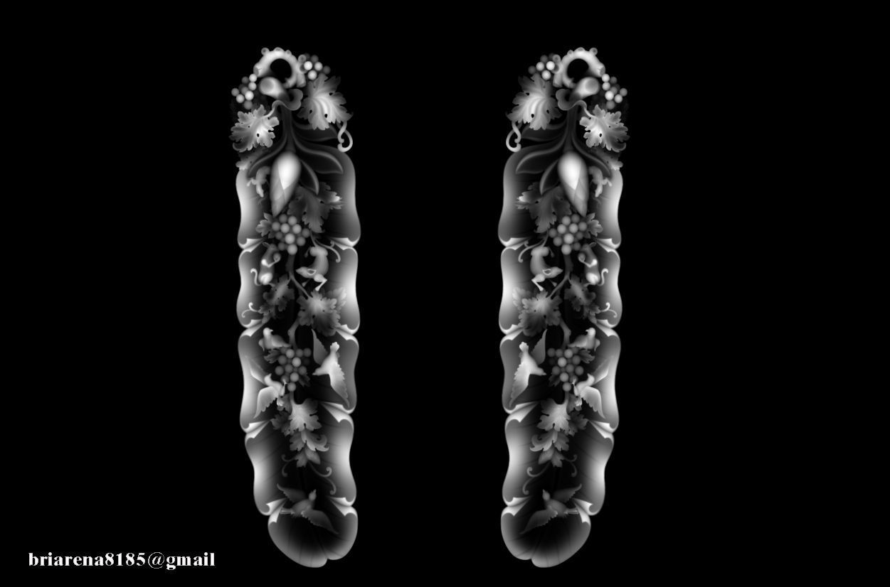 Mural  Banana Leaf wood carving file stl OBJ and ZTL  3D print model_1