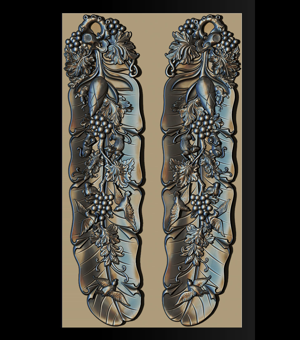 Mural  Banana Leaf wood carving file stl OBJ and ZTL  3D print model_18