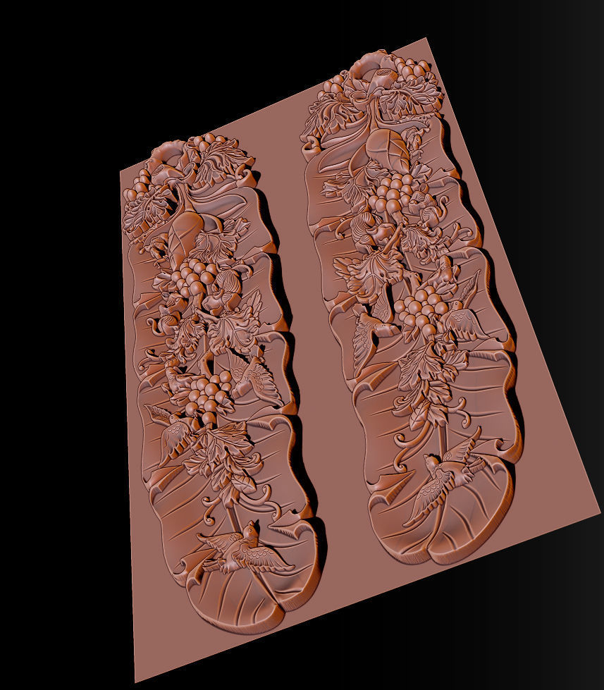 Mural  Banana Leaf wood carving file stl OBJ and ZTL  3D print model_9
