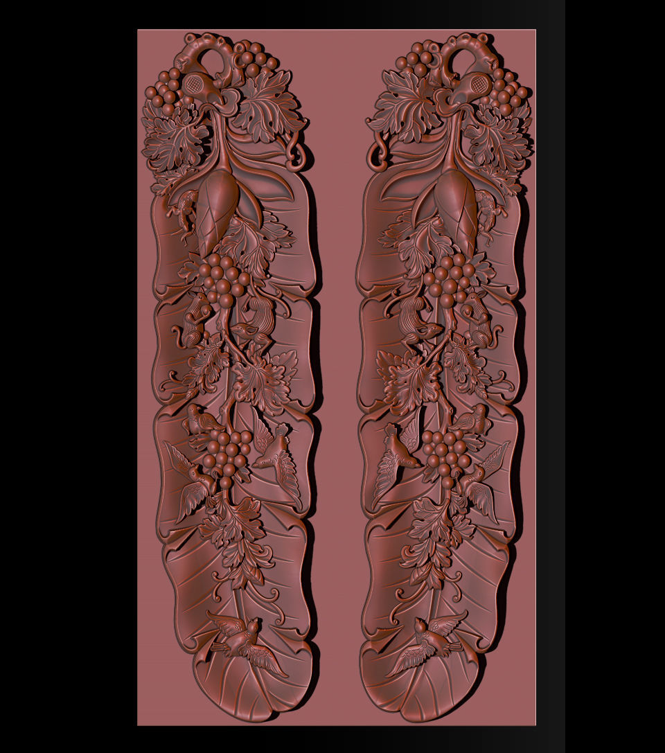 Mural  Banana Leaf wood carving file stl OBJ and ZTL  3D print model_19