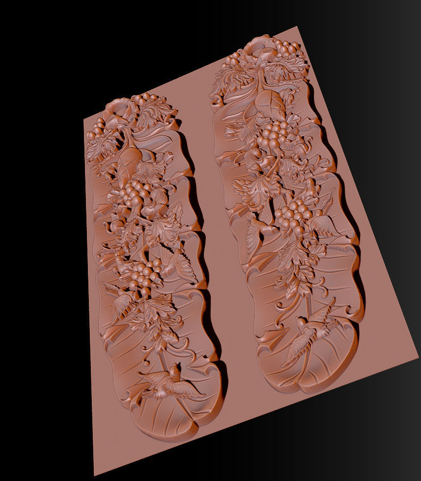 Mural  Banana Leaf wood carving file stl OBJ and ZTL  3D print model_11