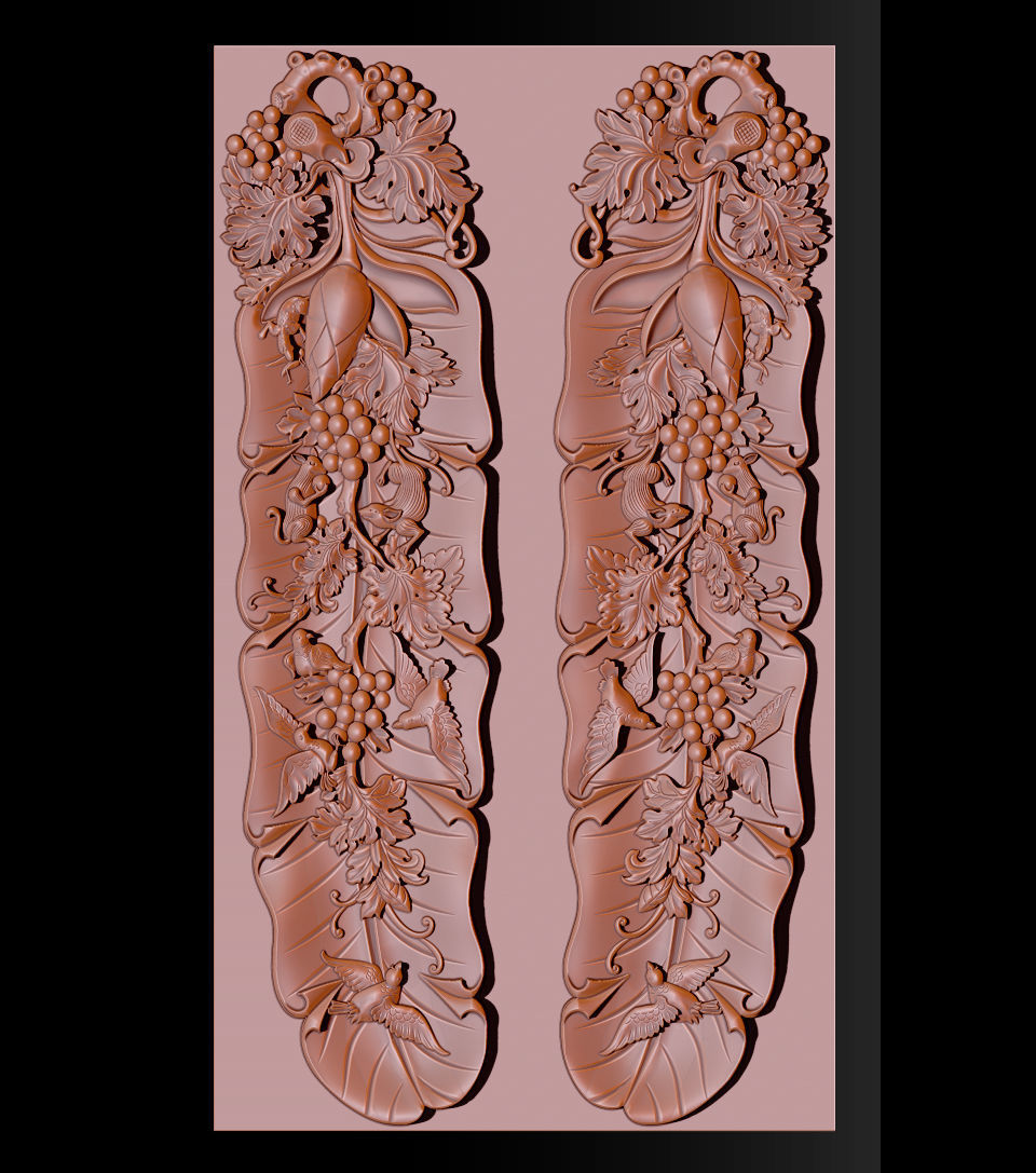 Mural  Banana Leaf wood carving file stl OBJ and ZTL  3D print model_21