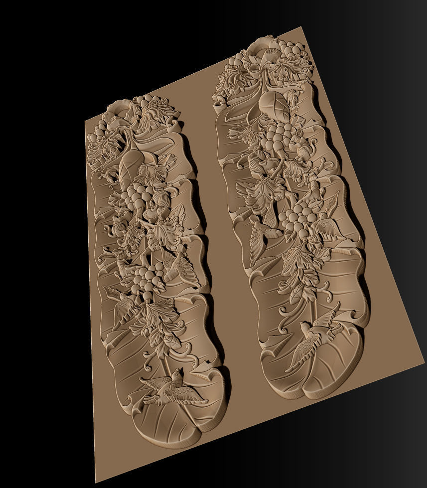 Mural  Banana Leaf wood carving file stl OBJ and ZTL  3D print model_7