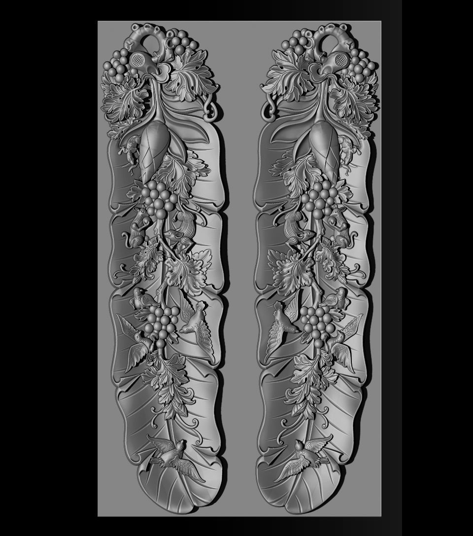 Mural  Banana Leaf wood carving file stl OBJ and ZTL  3D print model_16