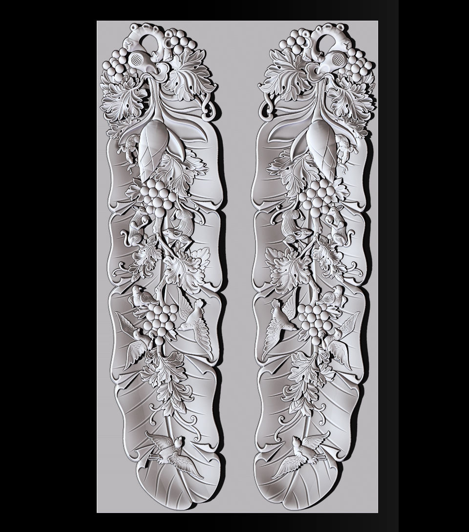 Mural  Banana Leaf wood carving file stl OBJ and ZTL  3D print model_13