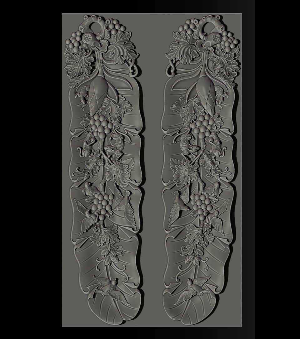 Mural  Banana Leaf wood carving file stl OBJ and ZTL  3D print model_15