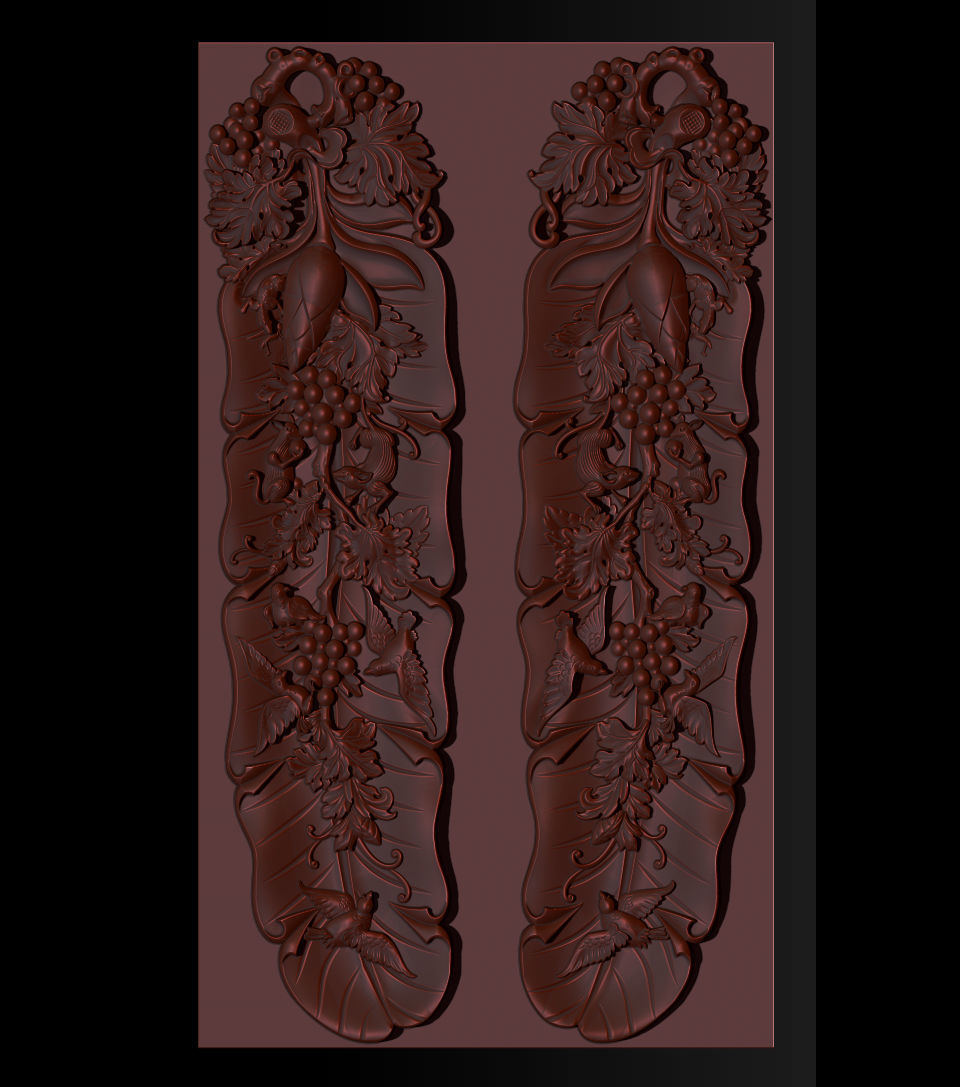 Mural  Banana Leaf wood carving file stl OBJ and ZTL  3D print model_20