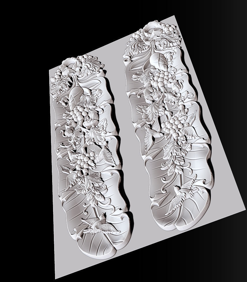 Mural  Banana Leaf wood carving file stl OBJ and ZTL  3D print model_5