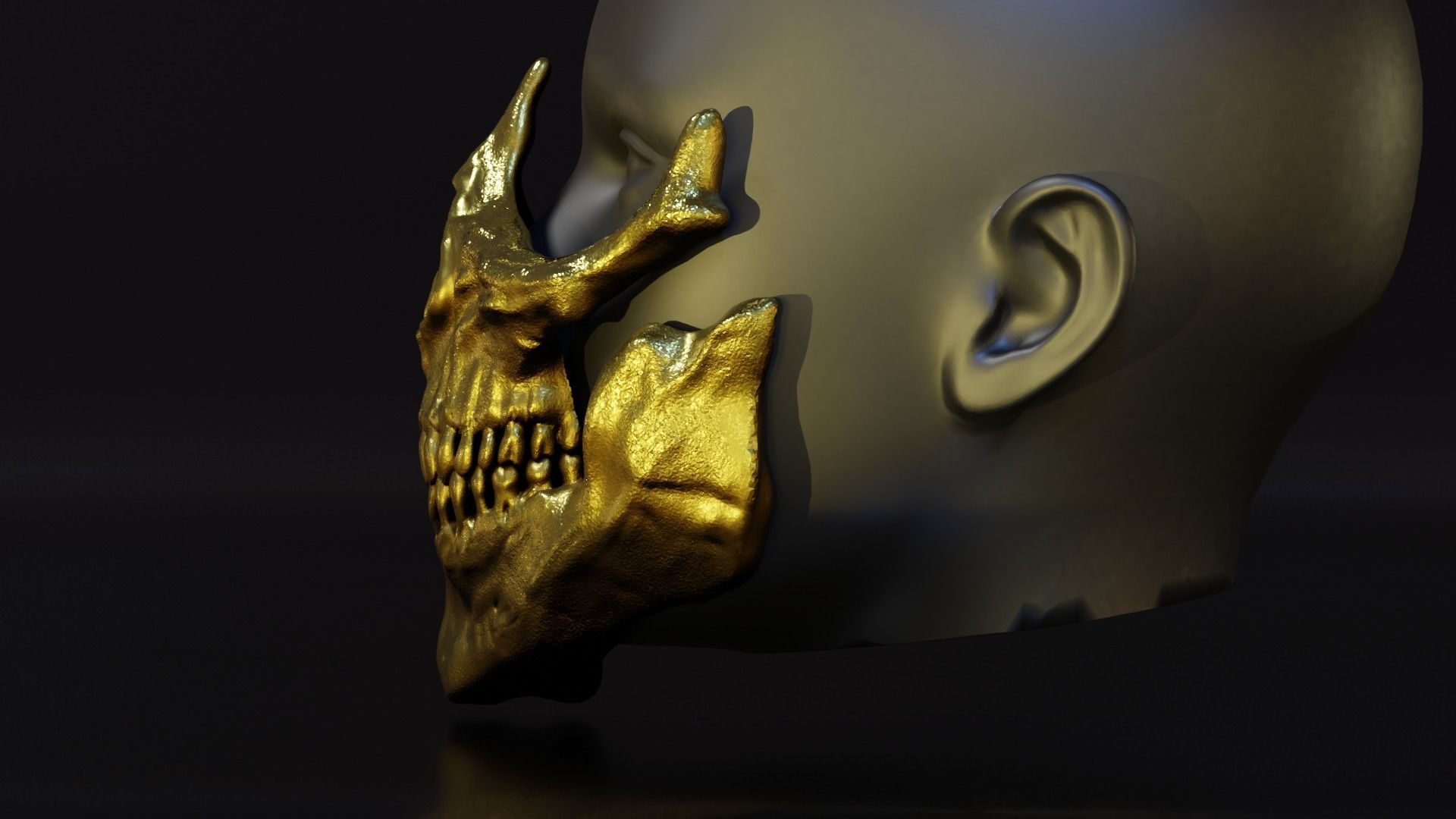 Golden Skull Mask - Inspired by Higgs from Death Stranding 3D print model_14