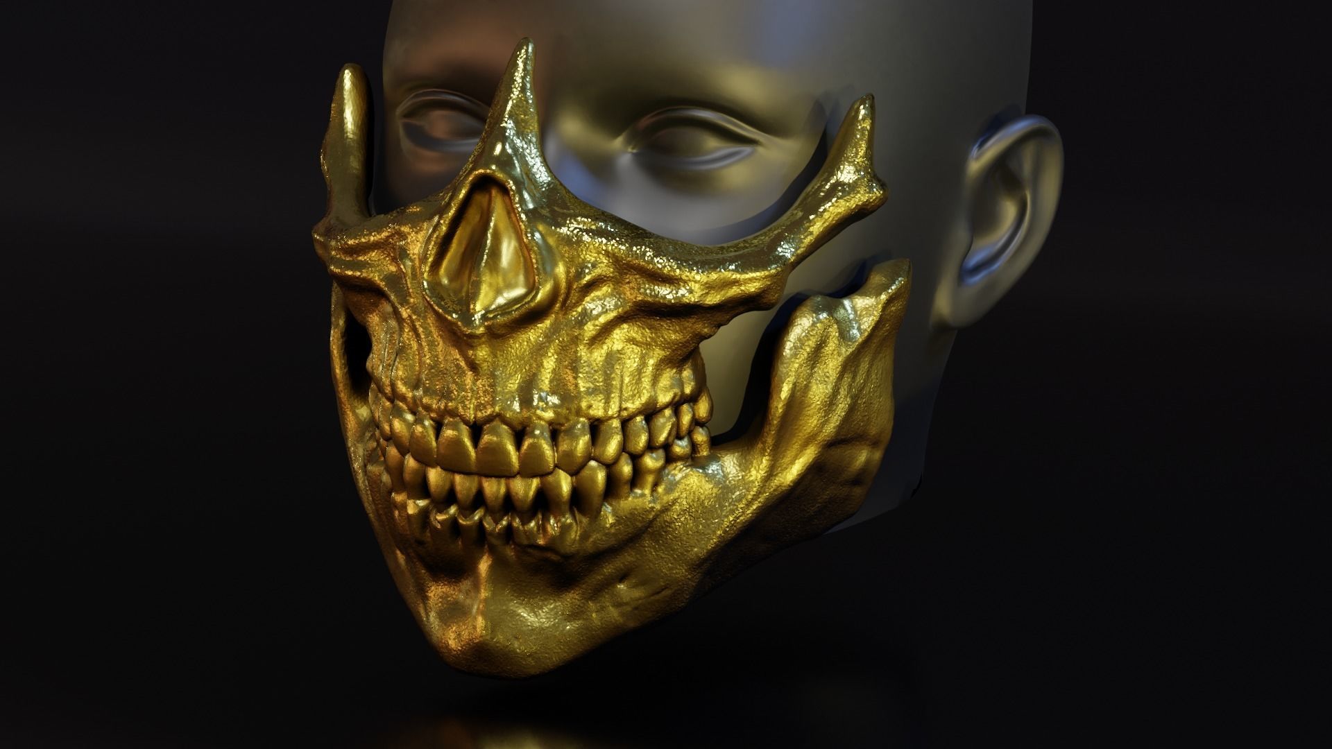 Golden Skull Mask - Inspired by Higgs from Death Stranding 3D print model_13