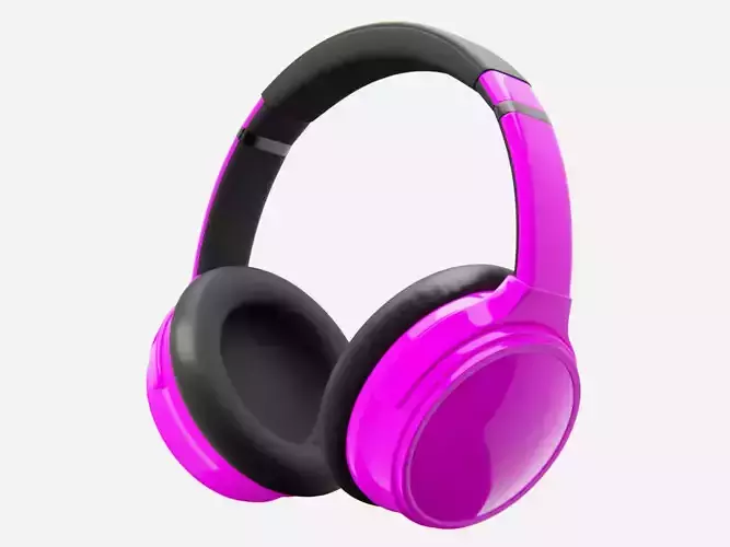 Headphone Purple Subdivision Ready for Film Low-poly 3D model