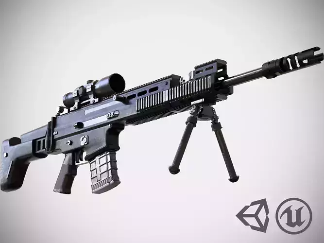 FN SCAR - H SV - Sniper Rifle - Highly Detailed - PBR