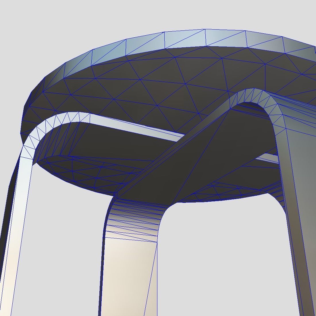 Stool round wooden table with two legs Low-poly 3D model_15