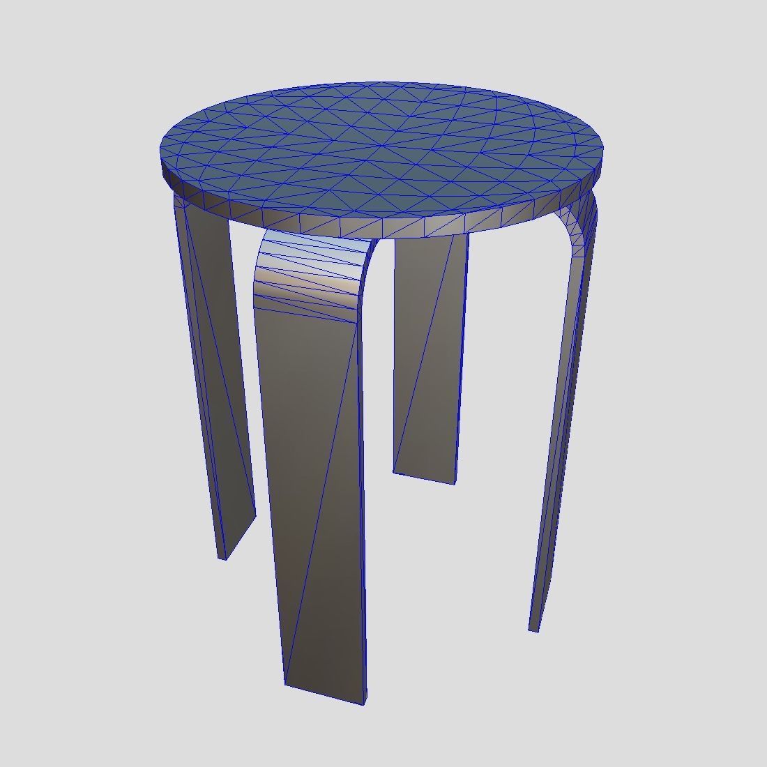 Stool round wooden table with two legs Low-poly 3D model_1