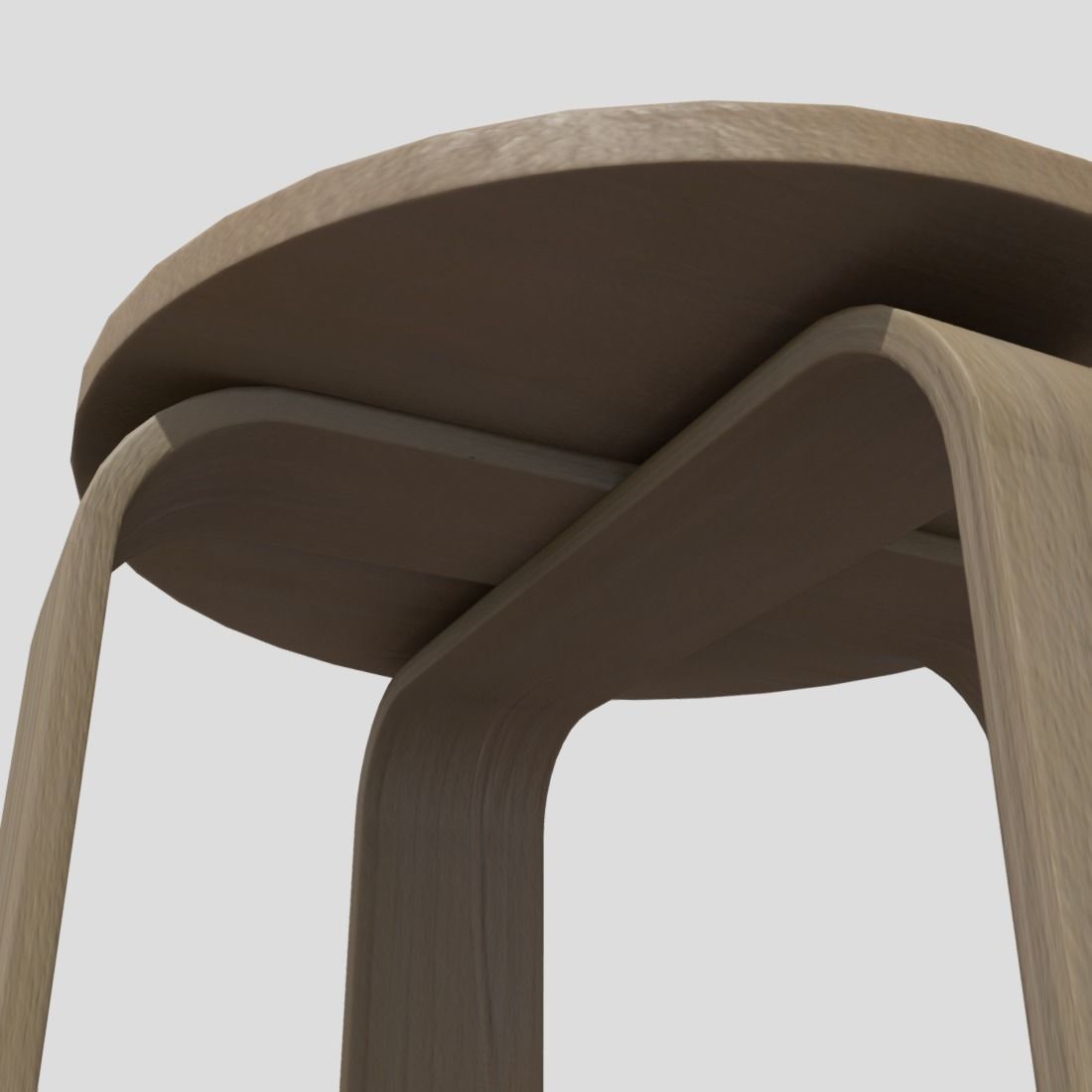 Stool round wooden table with two legs Low-poly 3D model_14
