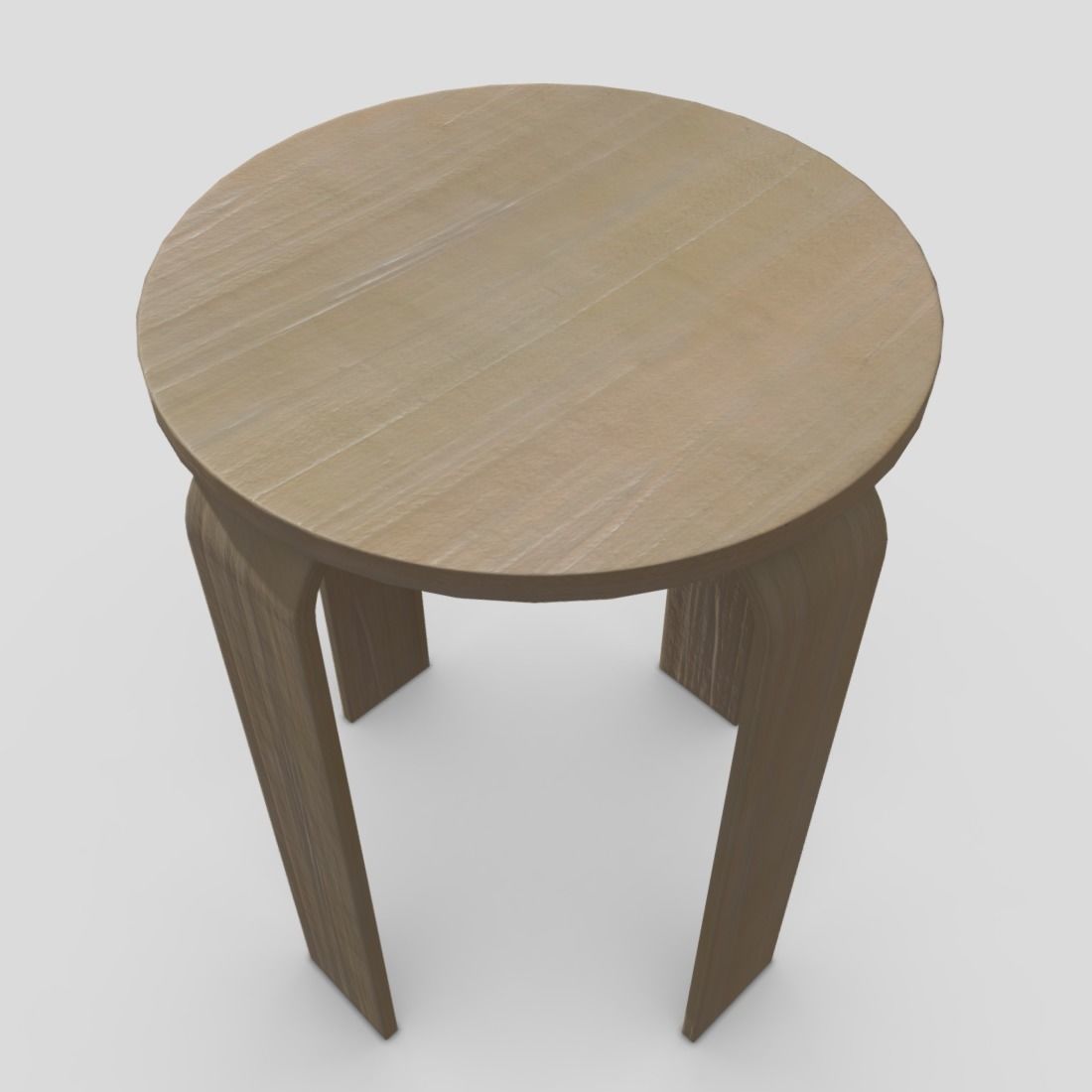 Stool round wooden table with two legs Low-poly 3D model_4