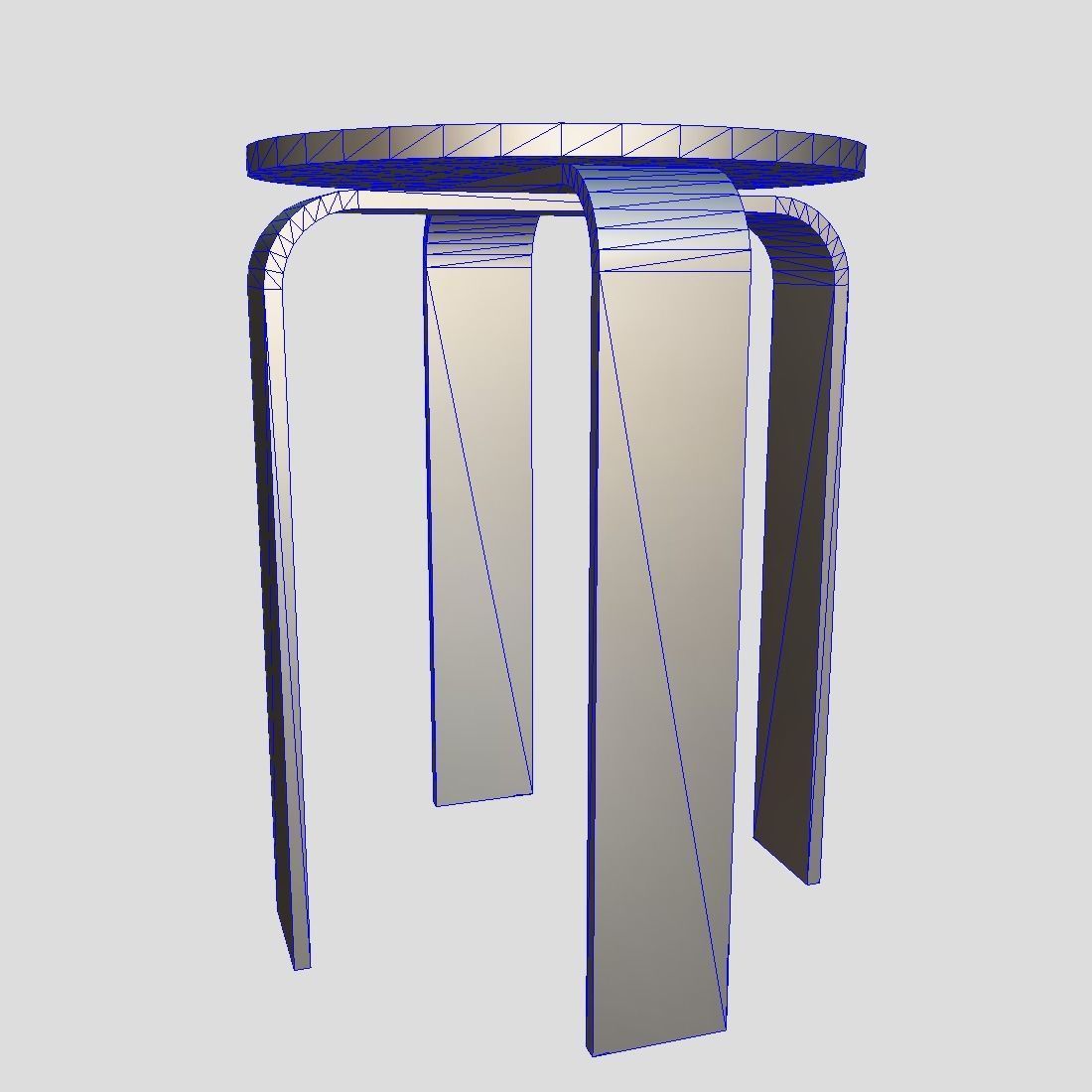 Stool round wooden table with two legs Low-poly 3D model_3