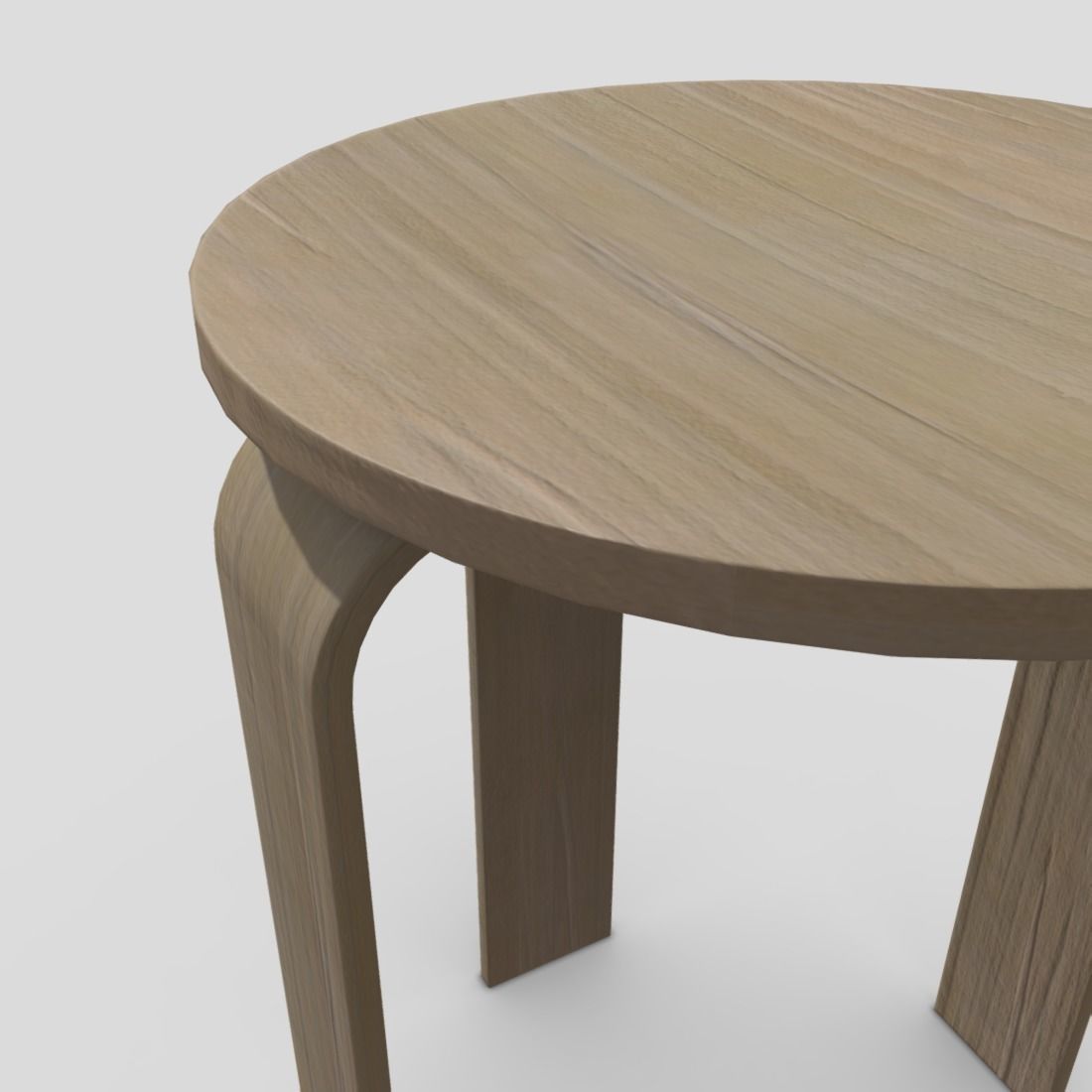 Stool round wooden table with two legs Low-poly 3D model_12