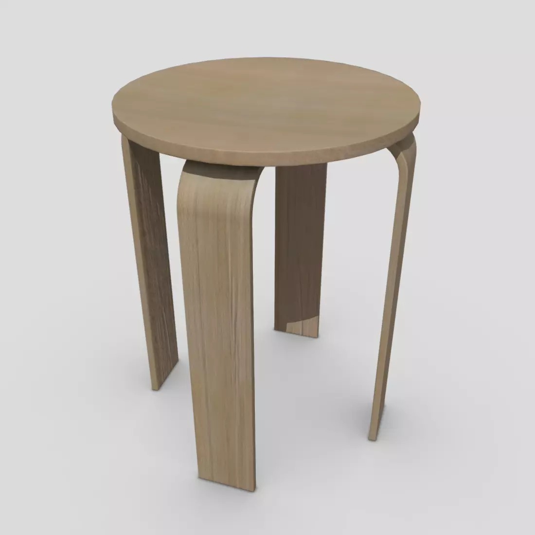 Stool round wooden table with two legs Low-poly 3D model_0