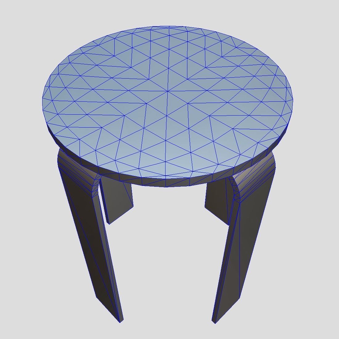 Stool round wooden table with two legs Low-poly 3D model_5