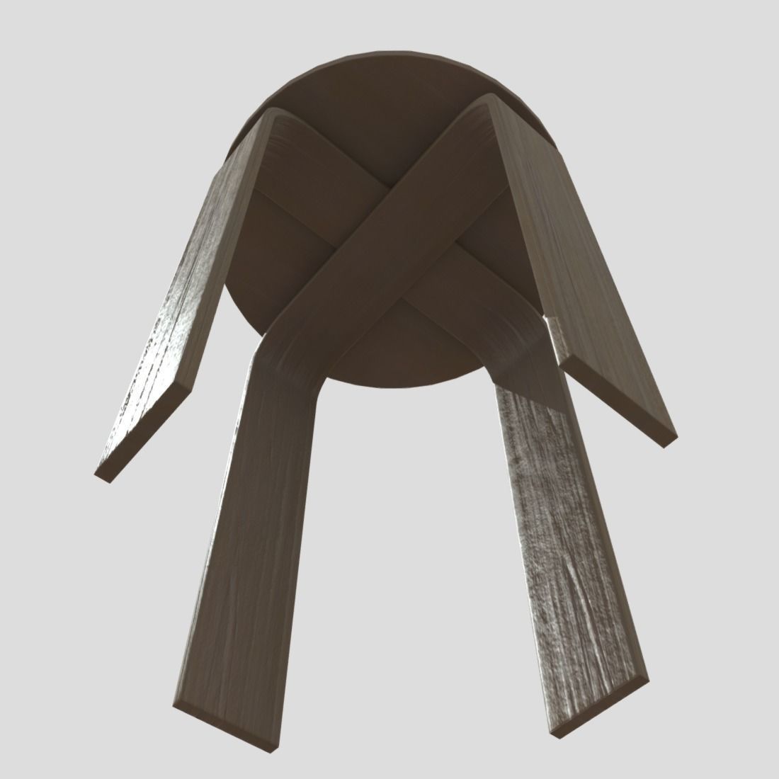 Stool round wooden table with two legs Low-poly 3D model_10