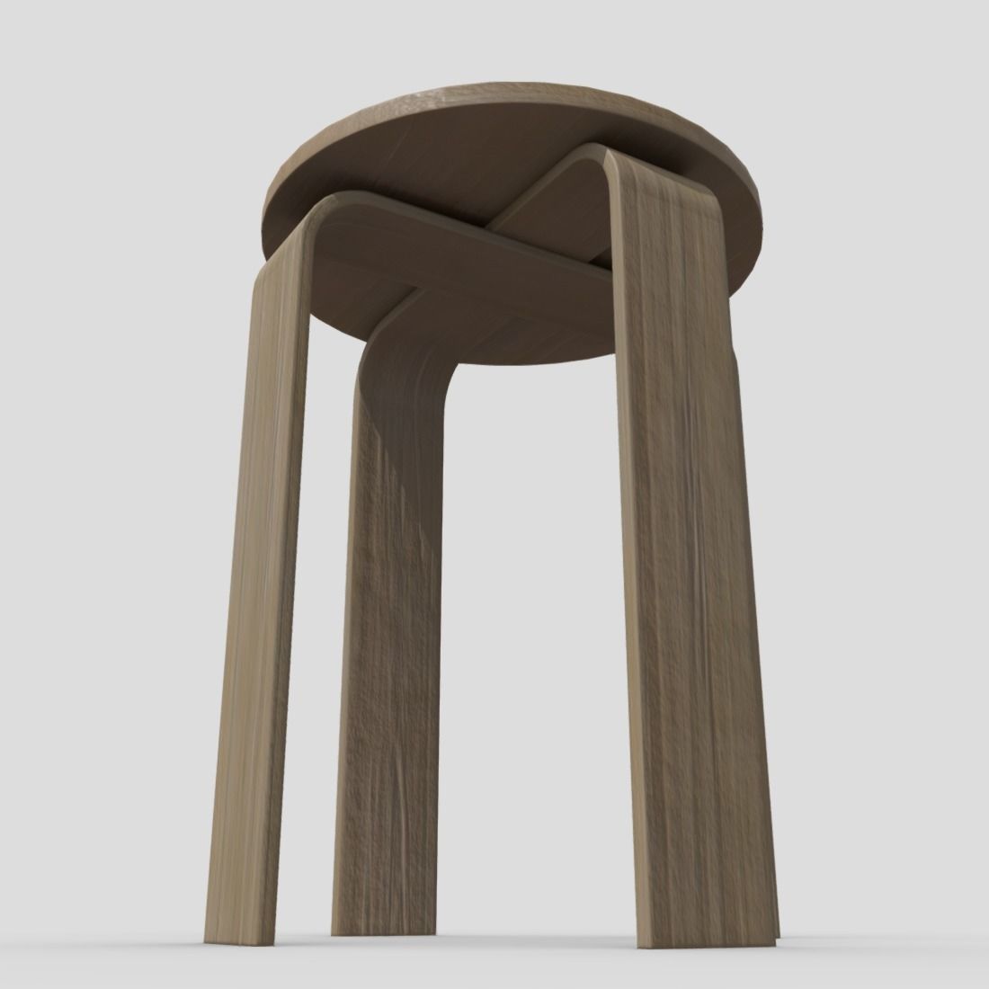 Stool round wooden table with two legs Low-poly 3D model_8