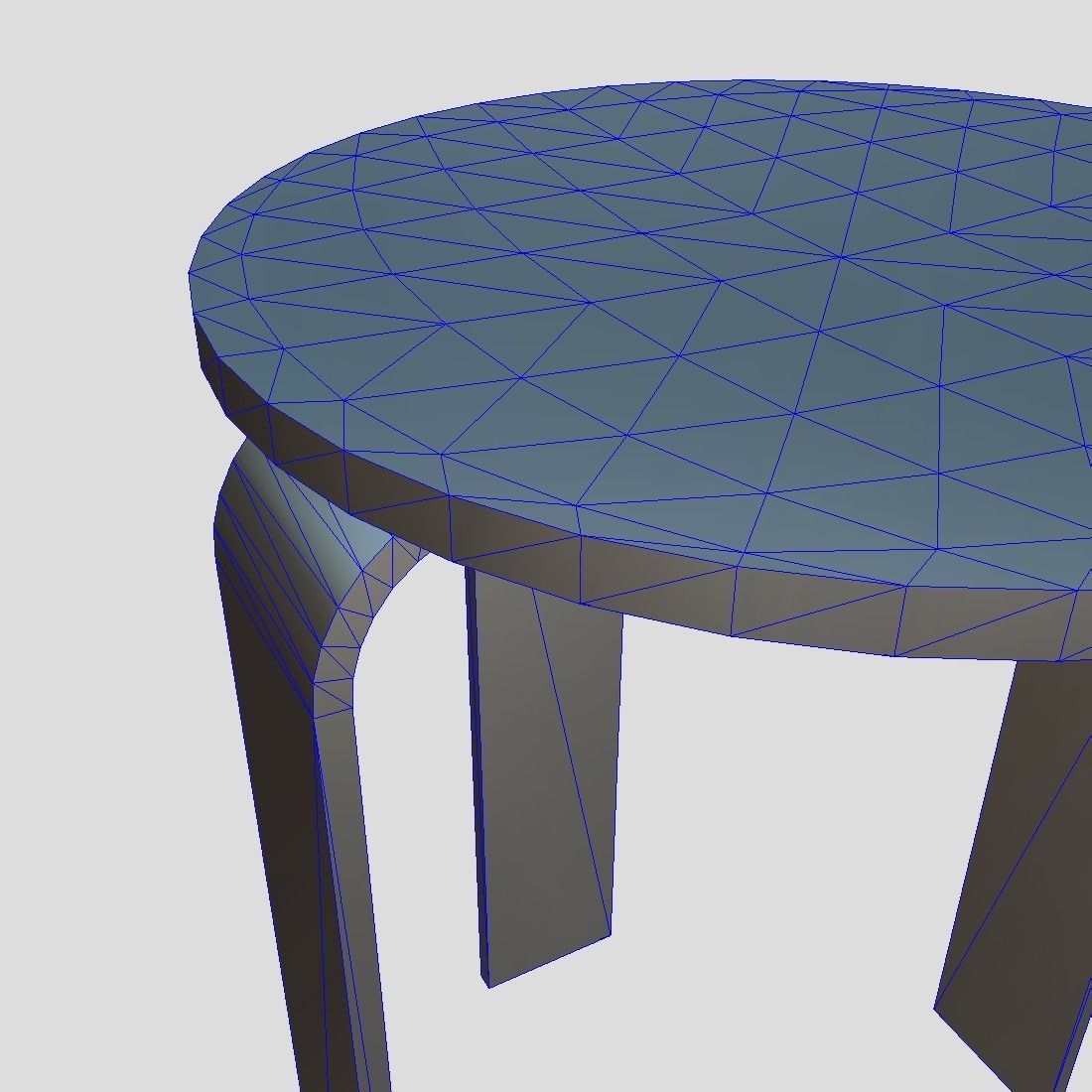 Stool round wooden table with two legs Low-poly 3D model_13