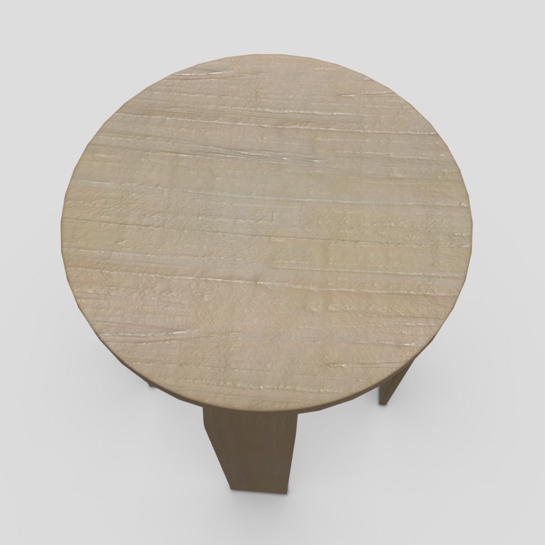 Stool round wooden table with two legs Low-poly 3D model_6